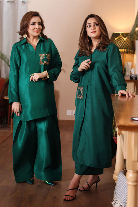 Madiha (Bottle Green) Long Shirt and Pants